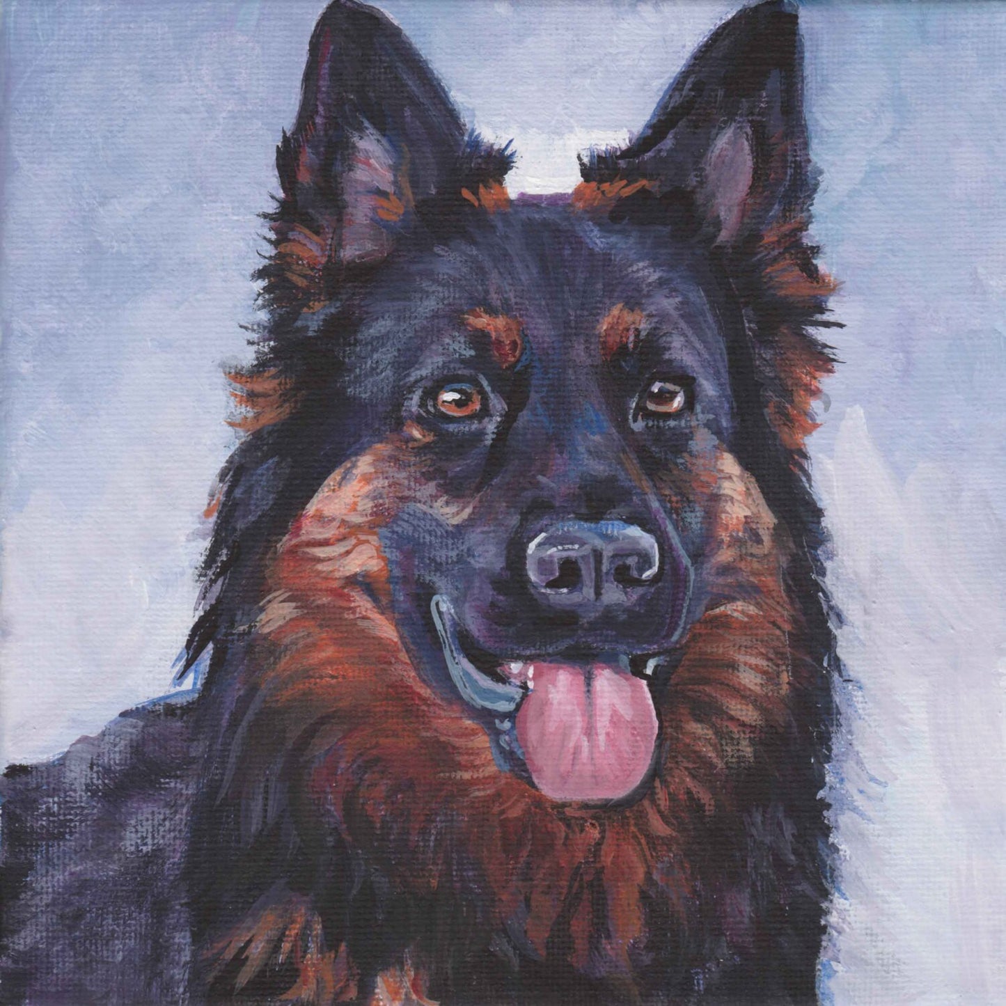 Bohemian Shepherd dog art portrait Canvas print of LAShepard painting 8x8" chodsky pes