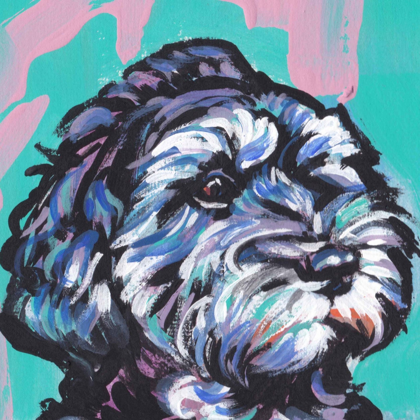 Cockapoo art print of pop dog art painting bright colors 12x12