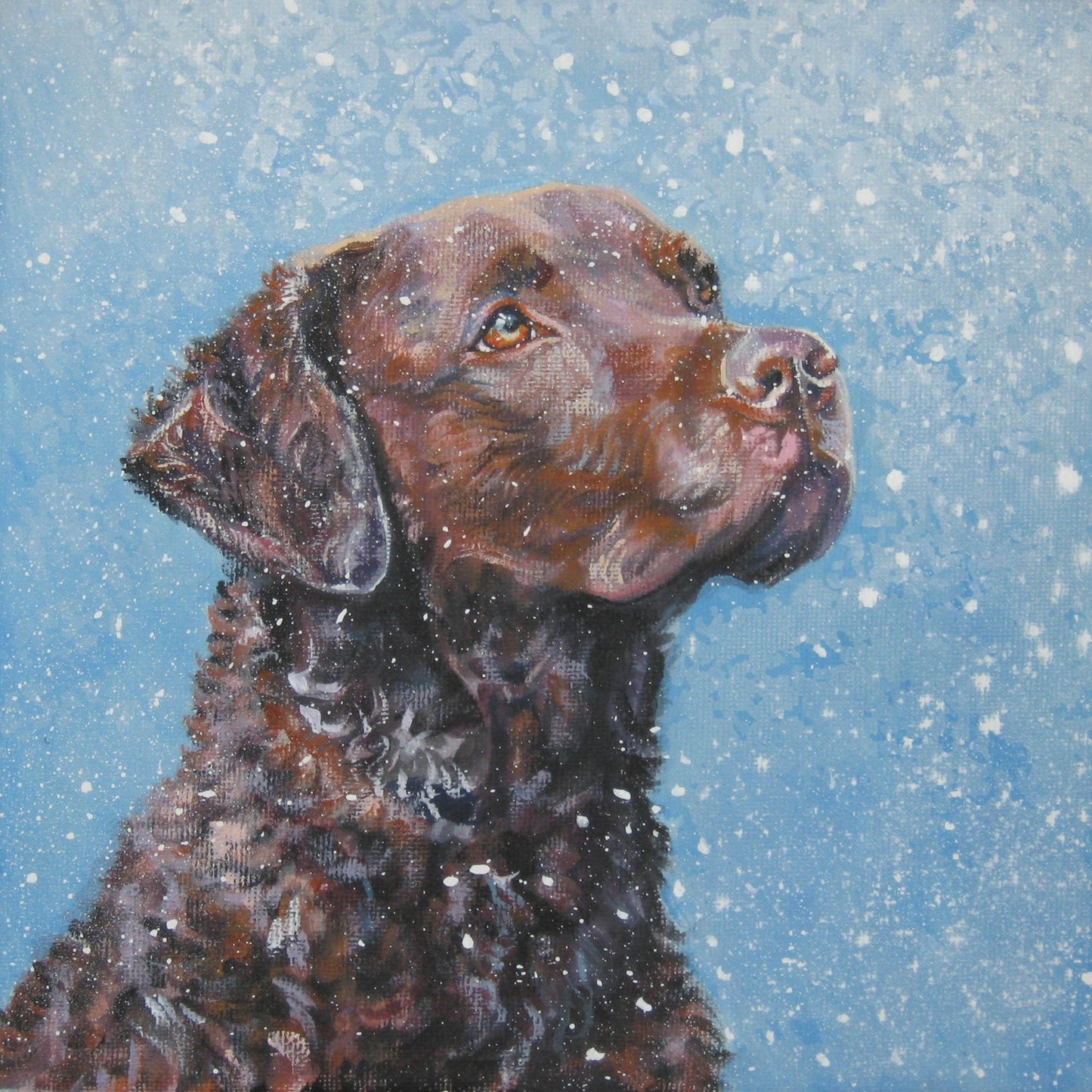 Chesapeake Bay Retriever dog art portrait CANVAS print of LA Shepard painting 8x8