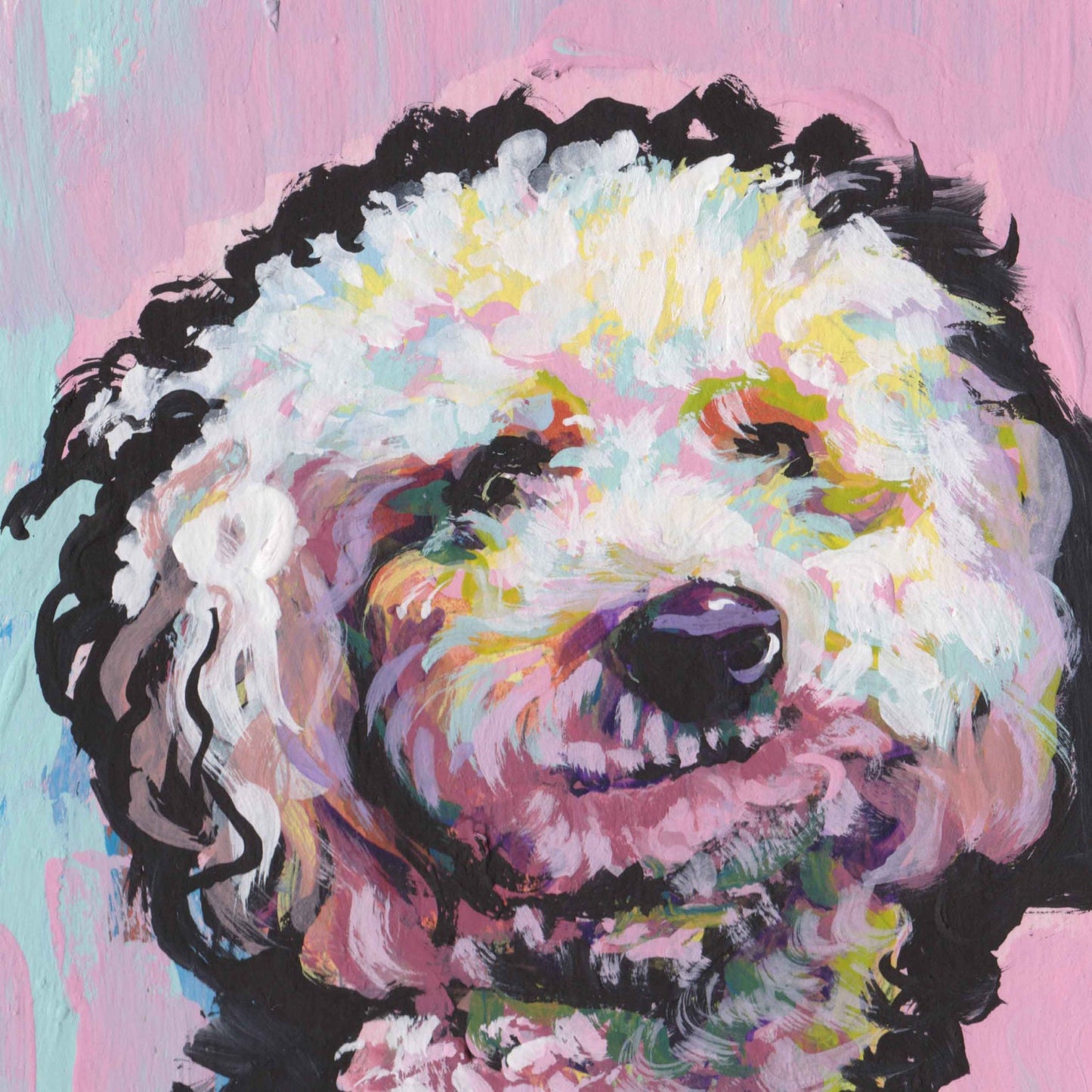 fun miniature toy POODLE portrait dog art print of original POP ART painting 12x12"