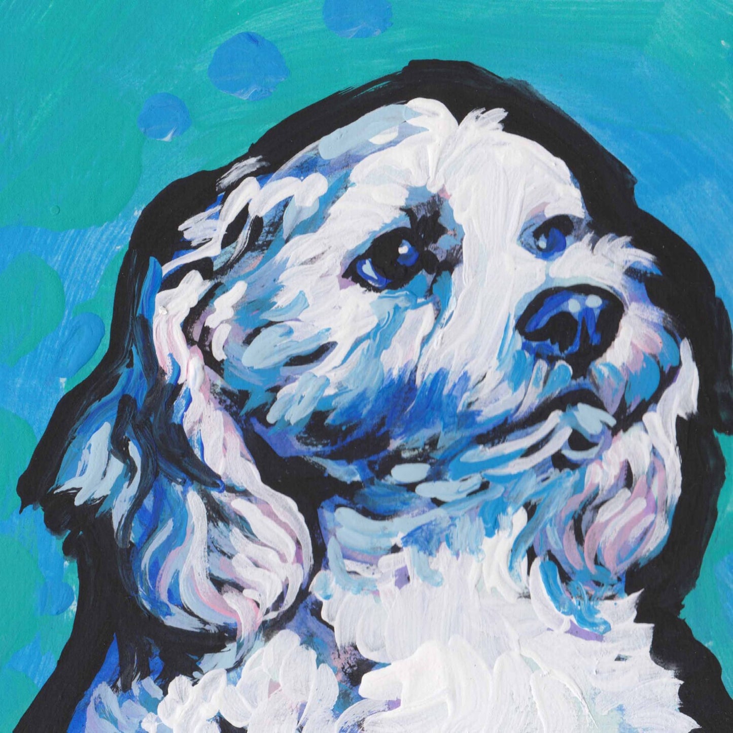 COCK A CHON portrait dog art print of pop art painting 8x8" cocker spaniel bichon designer breed