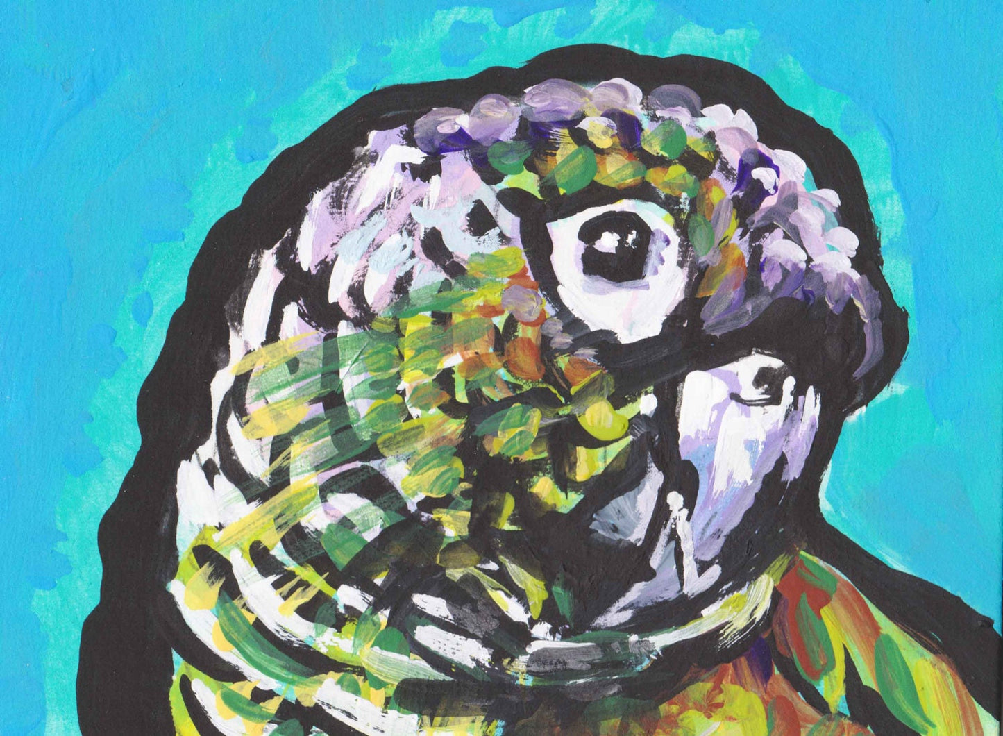 conure PARROT bird portriat print of pop art painting 13x19" fun bright colorful pet wall art