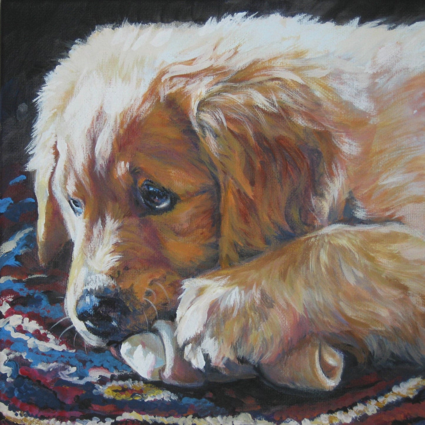 Golden Retriever dog art puppy print of LAShepard painting 8x8"