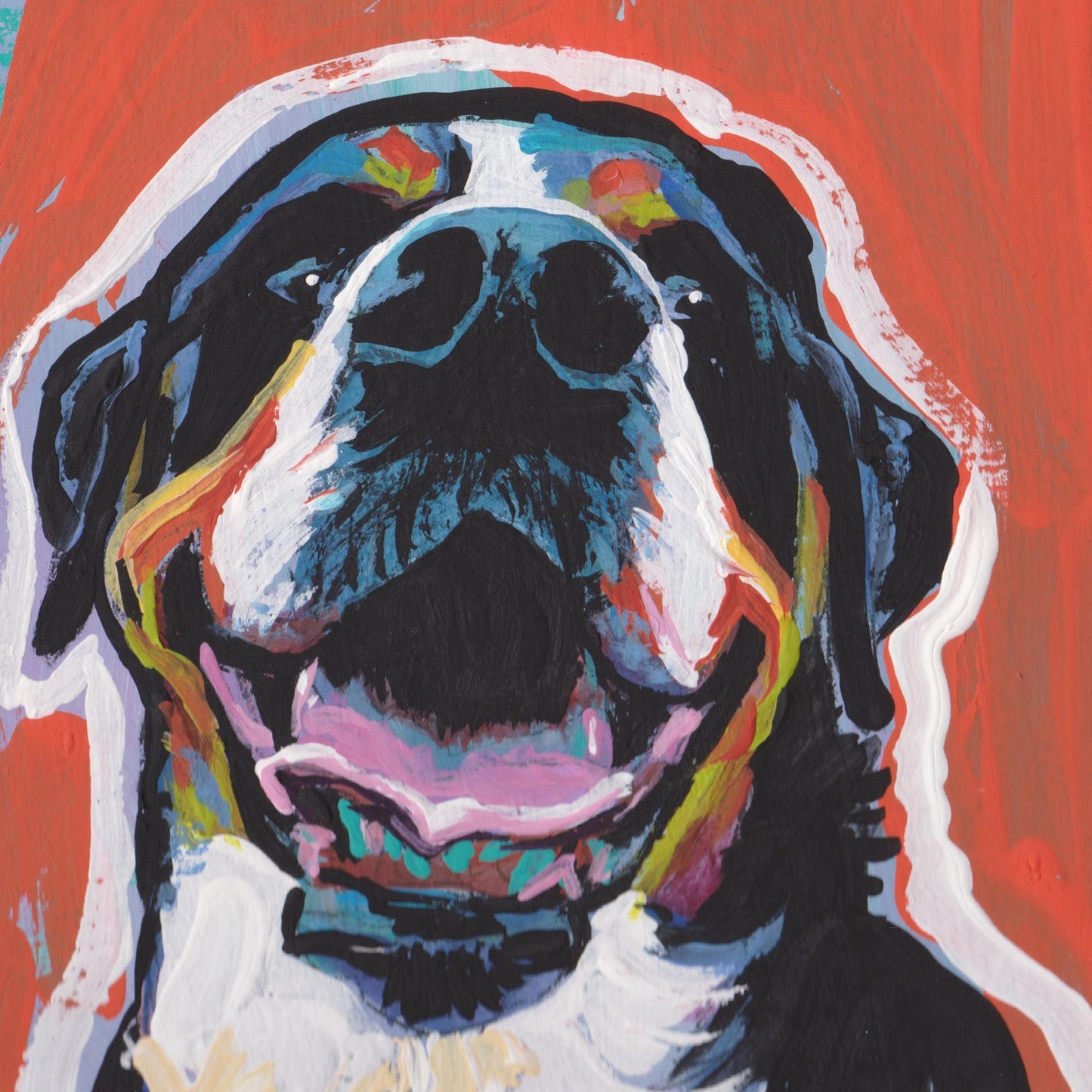 Greater Swiss Mountain Dog art portrait print of pop dog art painting bright colors 8x8" swissy