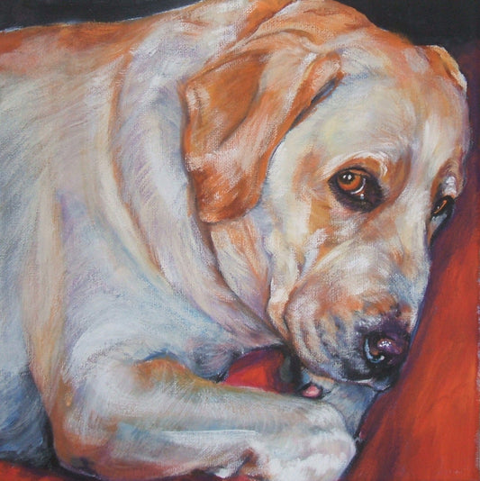 Labrador Retriever dog yellow lab portrait art print of LA Shepard 12x12"