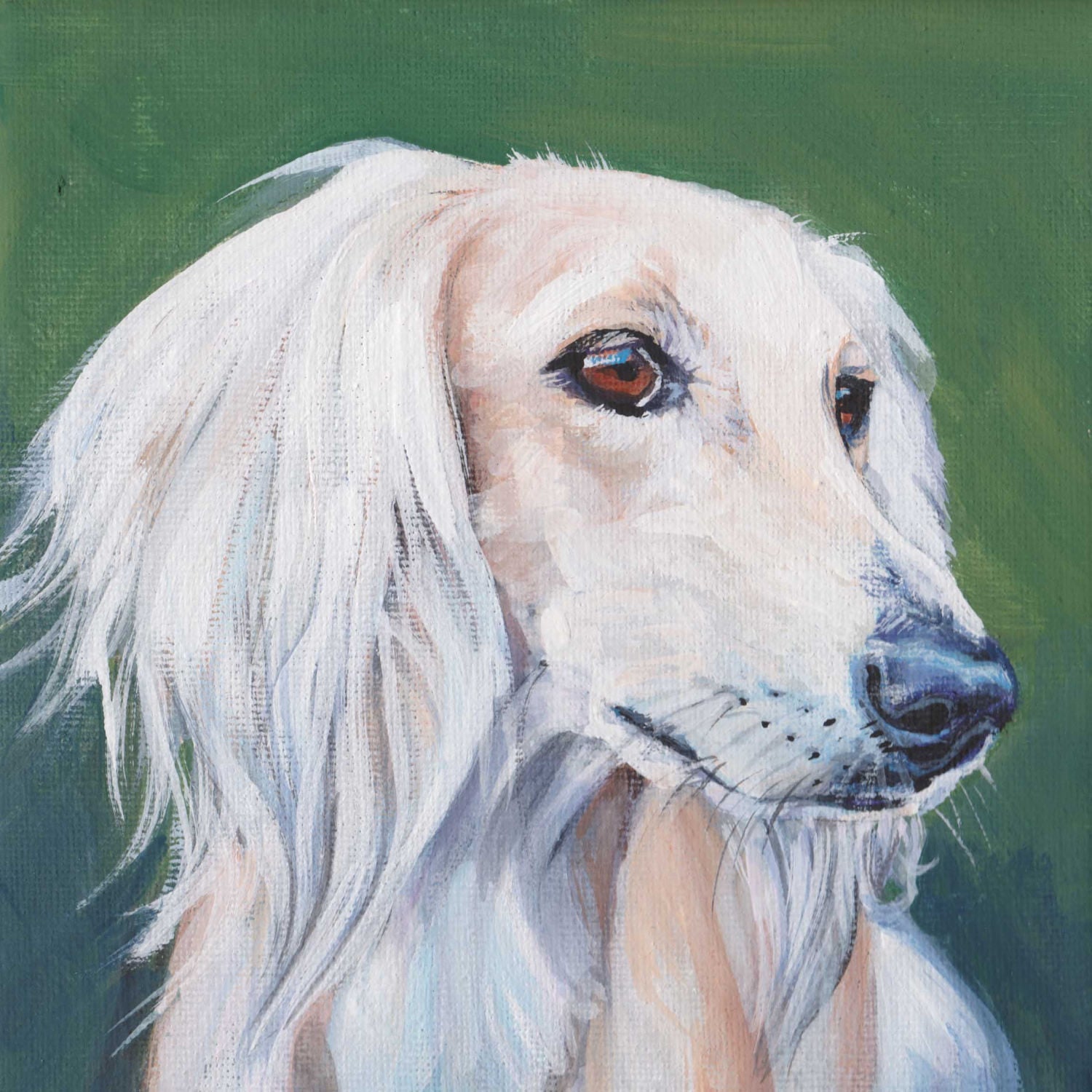 SALUKI dog art portrait canvas PRINT of LAShepard painting 8x8