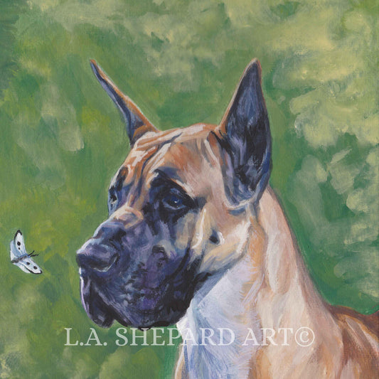 GREAT DANE dog portrait art Canvas PRINT of LAShepard painting 8x8"