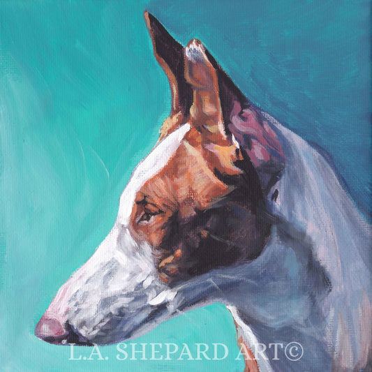 IBIZAN HOUND art canvas PRINT of LAShepard painting 12x12" dog portrait