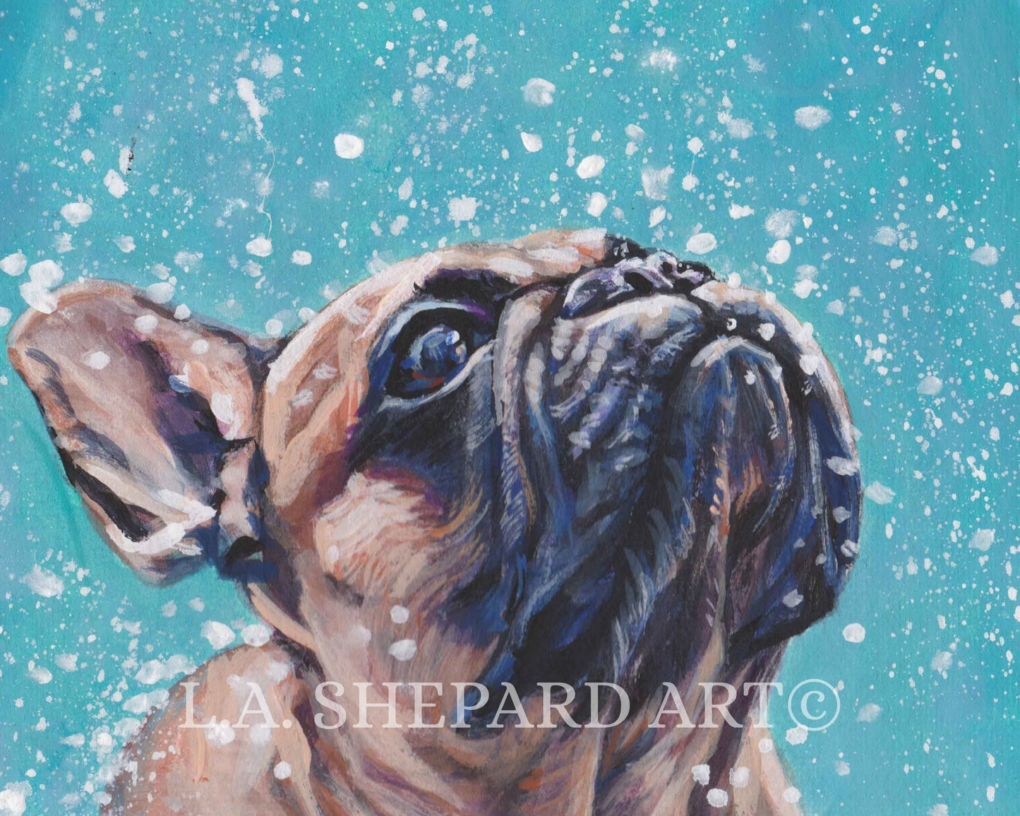 FRENCH BULLDOG art portrait canvas PRINT of LAShepard painting frenchie dog 8x10"