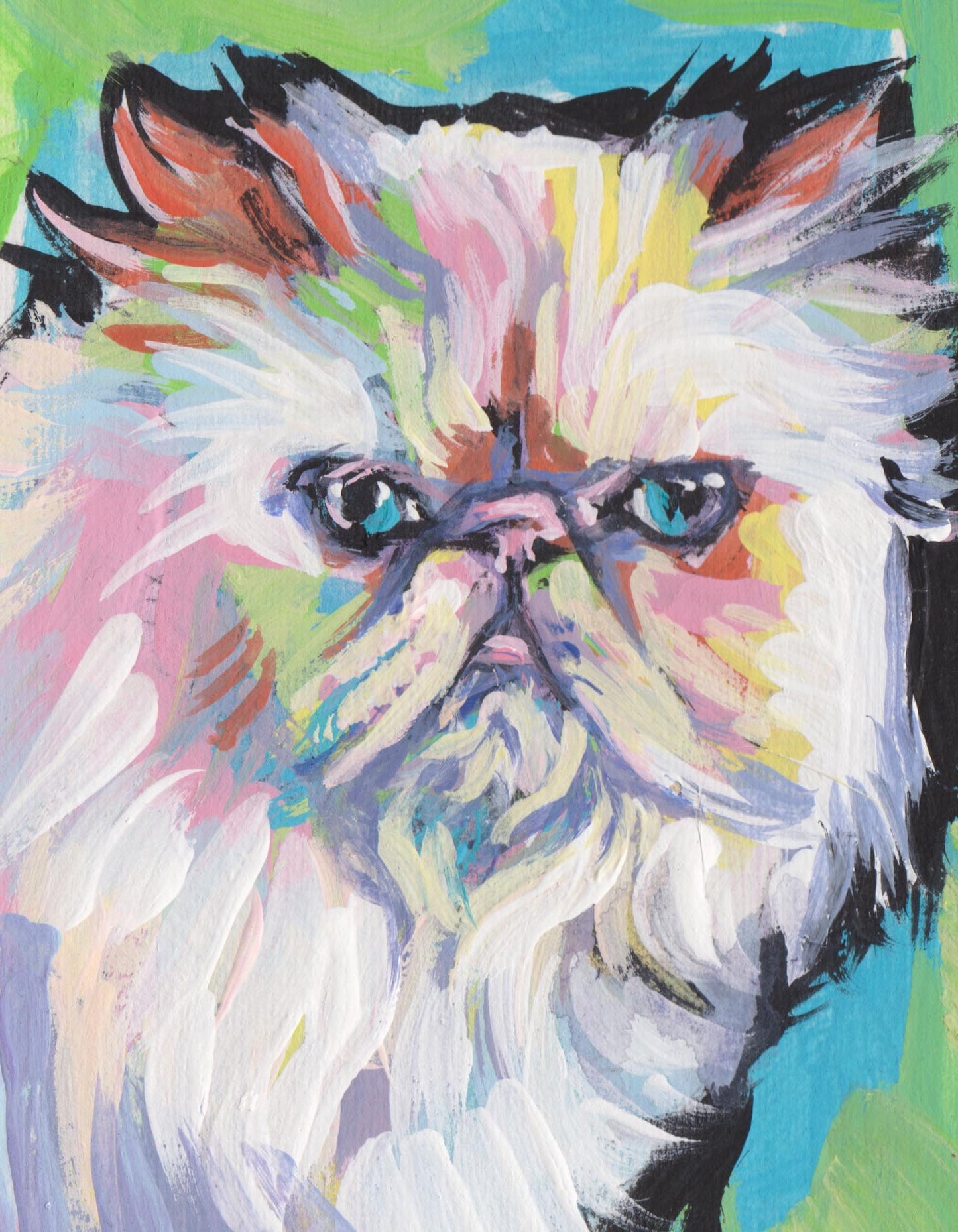 Himalayan cat portrait art print pop art bright colorful 8.5x11"