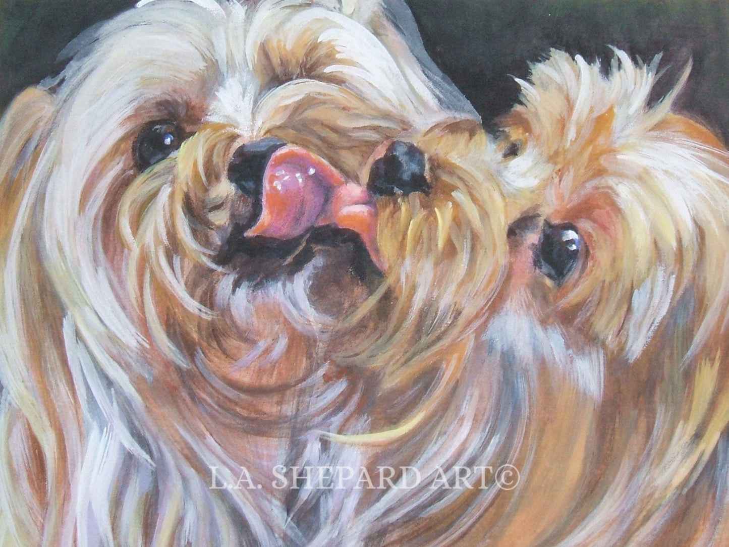 YORKSHIRE TERRIER yorkie dog art portrait canvas PRINT of LAShepard painting 12x16"
