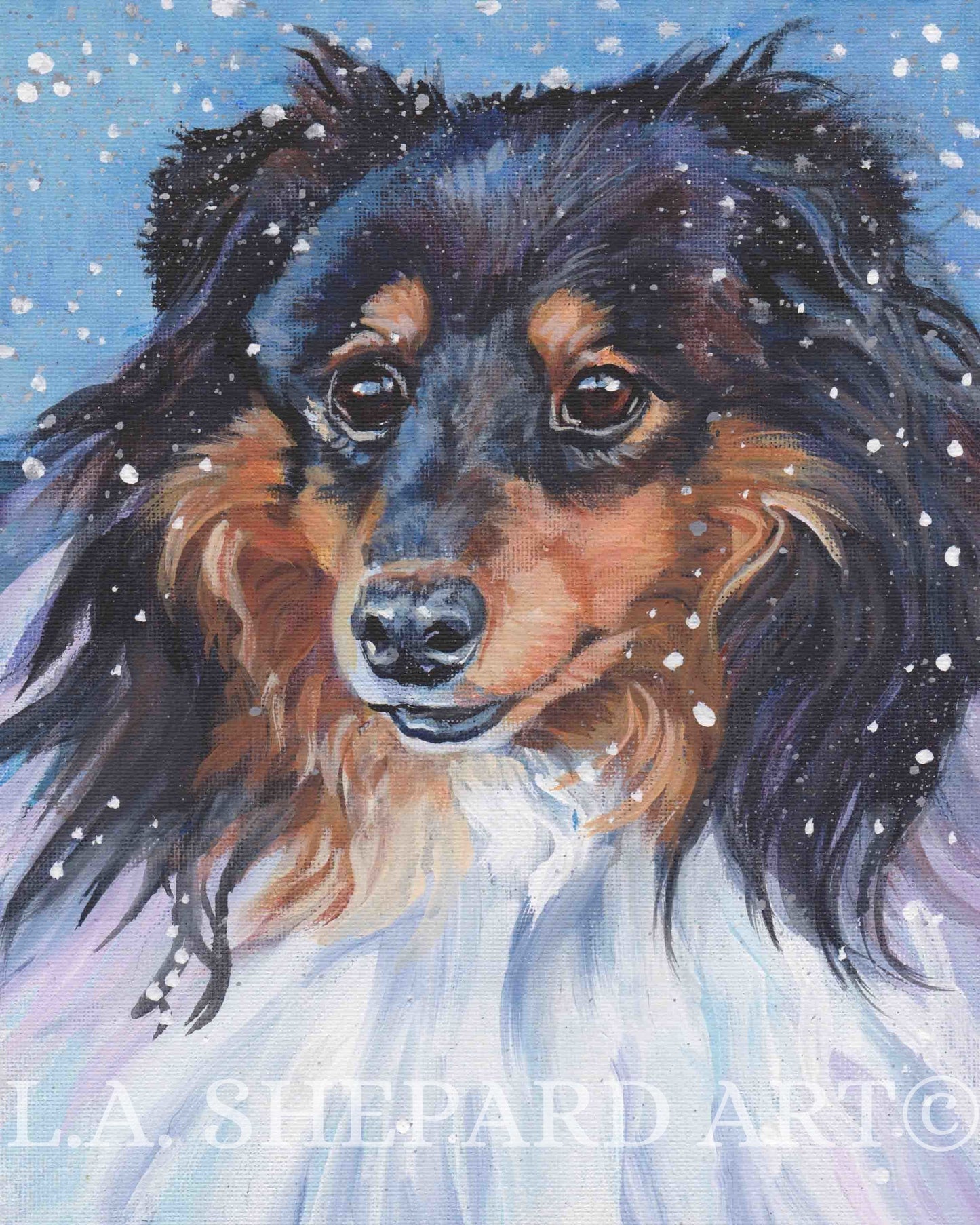 SHETLAND SHEEPDOG sheltie dog art canvas PRINT of LAShepard painting 8x10"