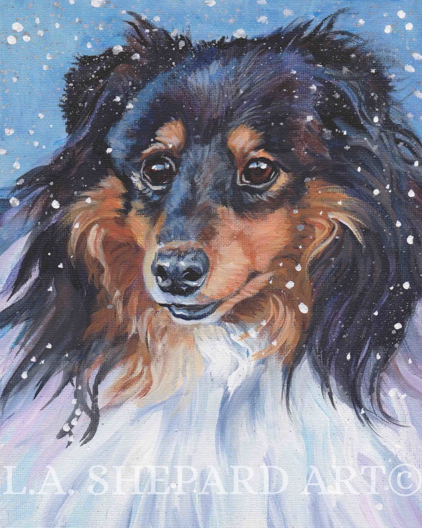 SHETLAND SHEEPDOG sheltie dog art canvas PRINT of LAShepard painting 11x14"