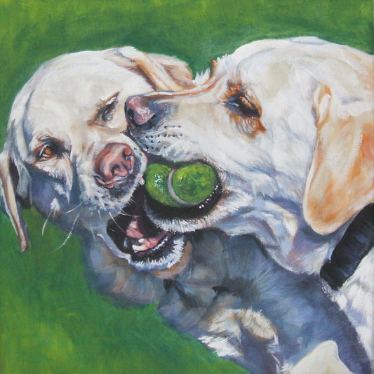 Labrador retriever art print CANVAS print of LA Shepard painting 8x8 yellow lab