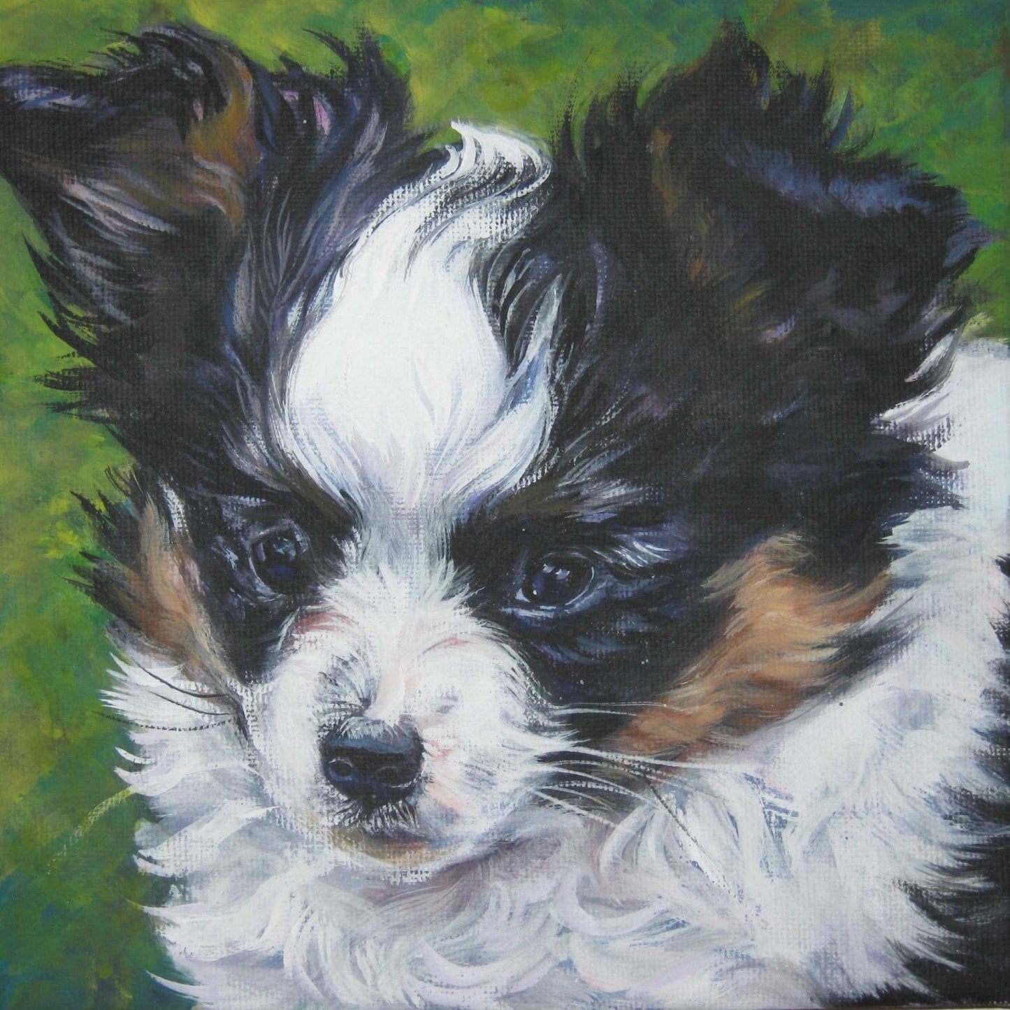 Papillon dog art canvas print of LA Shepard painting 8x8 portrait