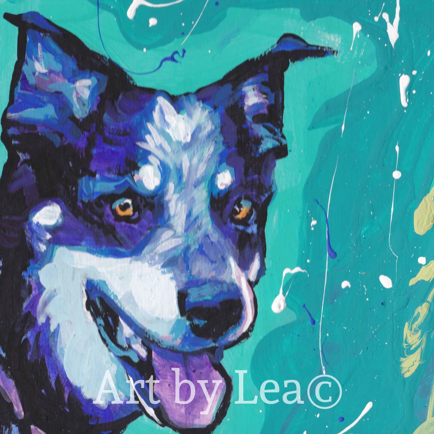 Australian Cattle Dog art print modern Dog art blue heeler pop dog art bright colors 12x12 inch
