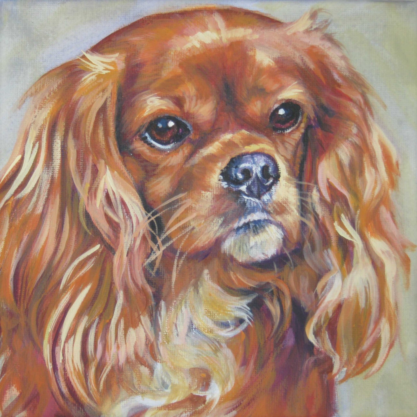 cavalier king charles spaniel canvas art print of LA Shepard painting 12x12