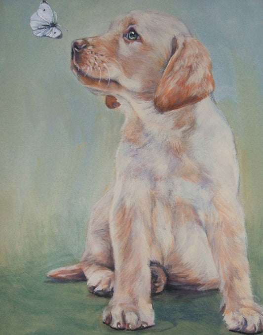Labrador Retriever portrait CANVAS print of La Shepard painting 11x14 lab dog art