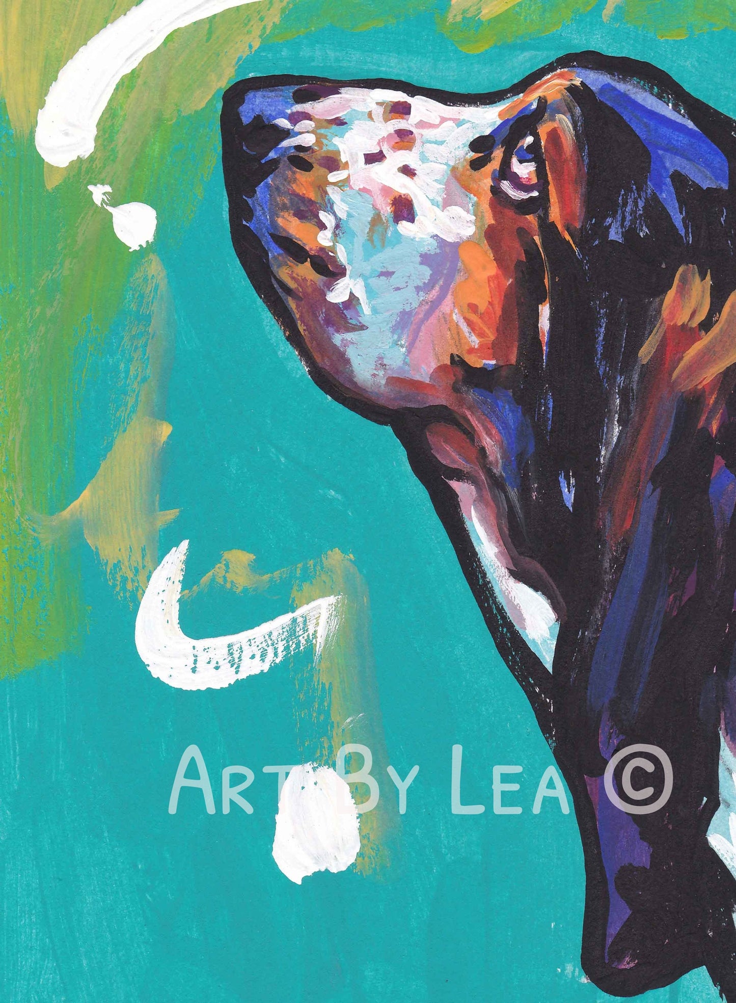 BASSET HOUND dog portrait PRINT of pop art painting bright colors 8.5x11"