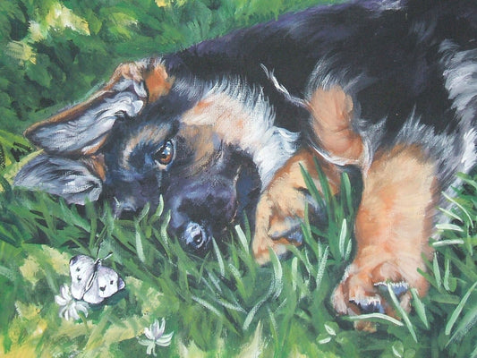 German Shepherd dog art print of LAShepard painting 12x16