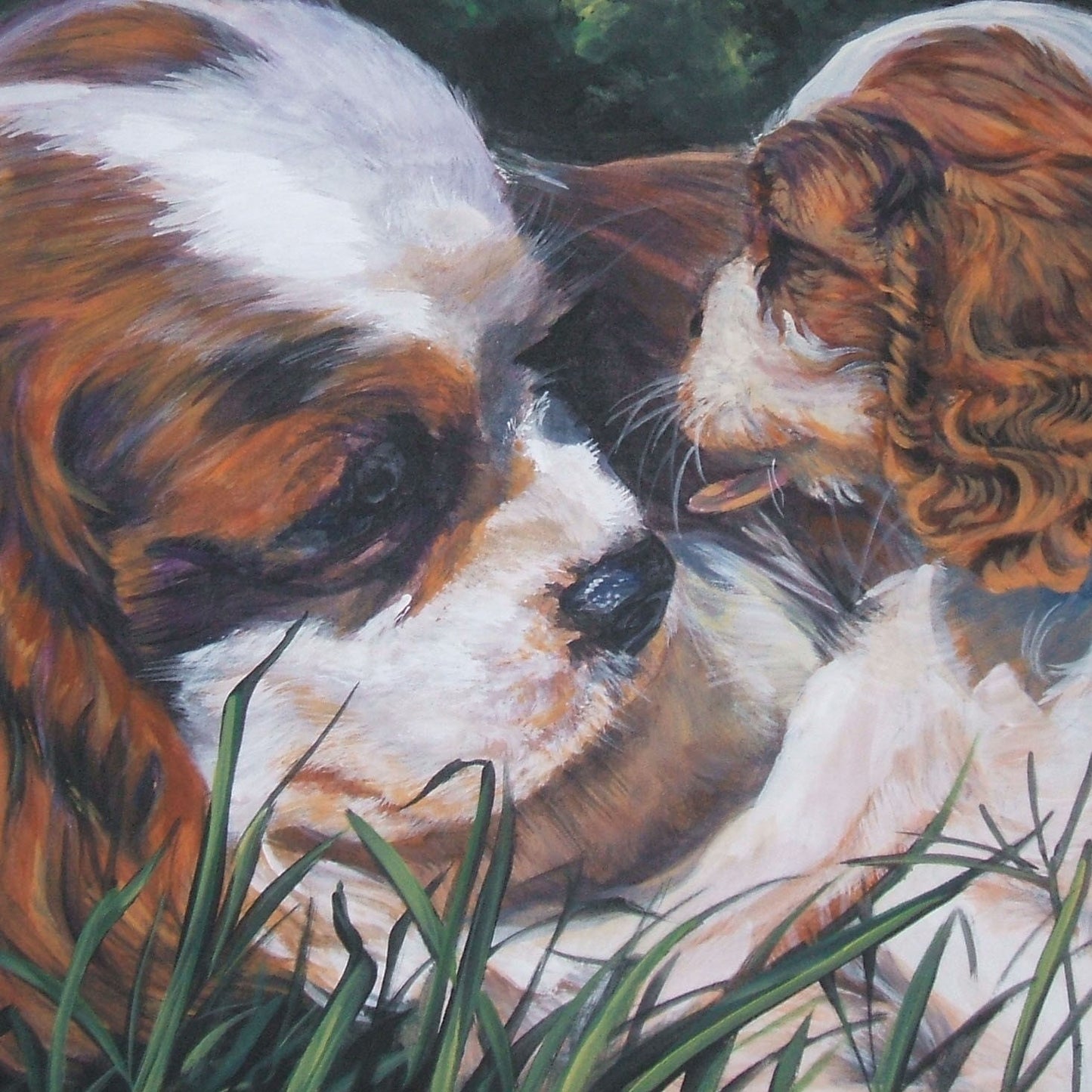 Cavalier King Charles Spaniel art print CANVAS print of LA Shepard painting 8x8 dog art