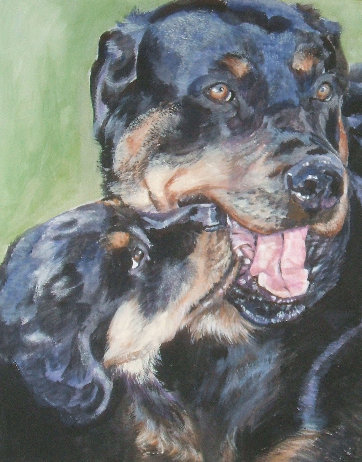 Rottweiler art print CANVAS print of LA Shepard painting 11x14 dog art