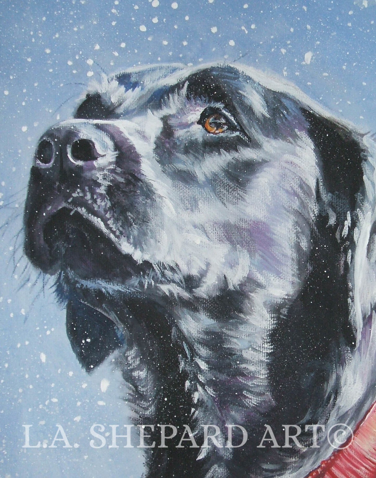 Labrador Retriever portrait BLACK LAB dog art PRINT of LAShepard painting 8x10