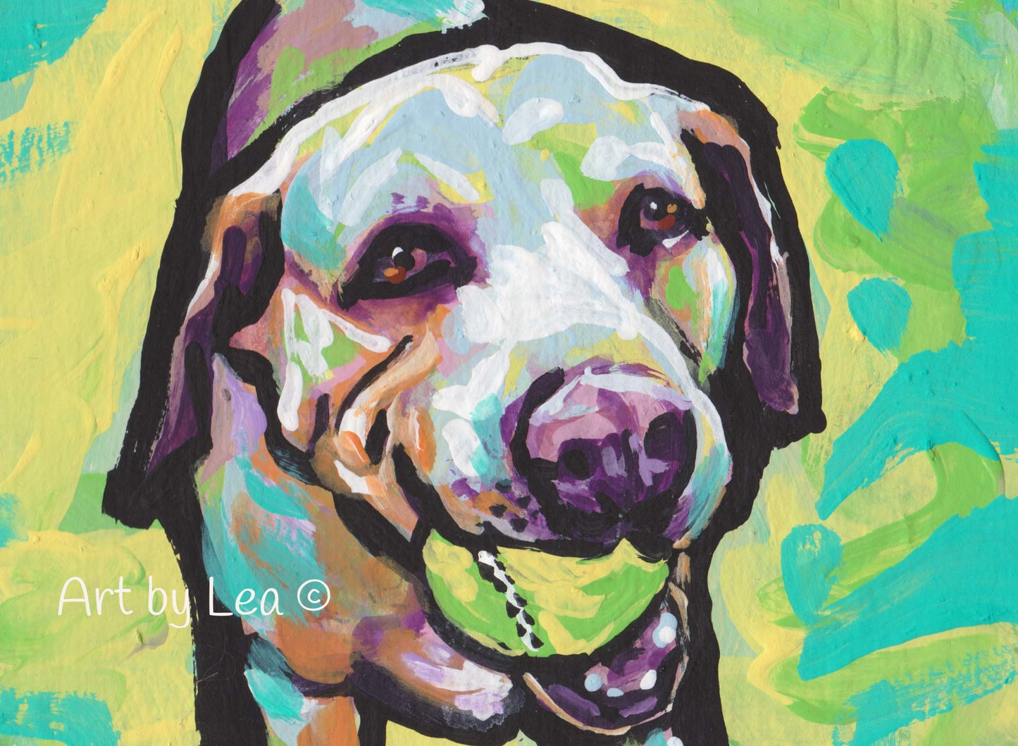 Labrador Retriever dog portrait art print of pop art yellow lab painting 13x19"