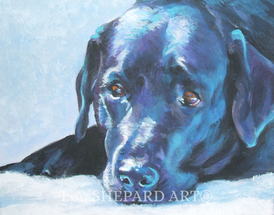 Labrador Retriever portrait canvas PRINT of LA Shepard painting 11x14 black lab dog art