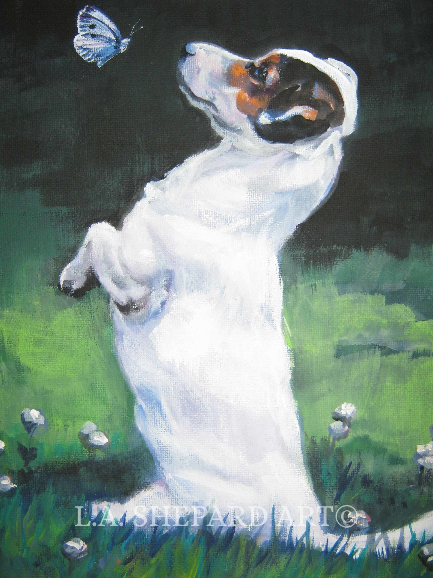 JACK RUSSELL TERRIER dog portrait art canvas print of LAShepard painting 8x10 jrt