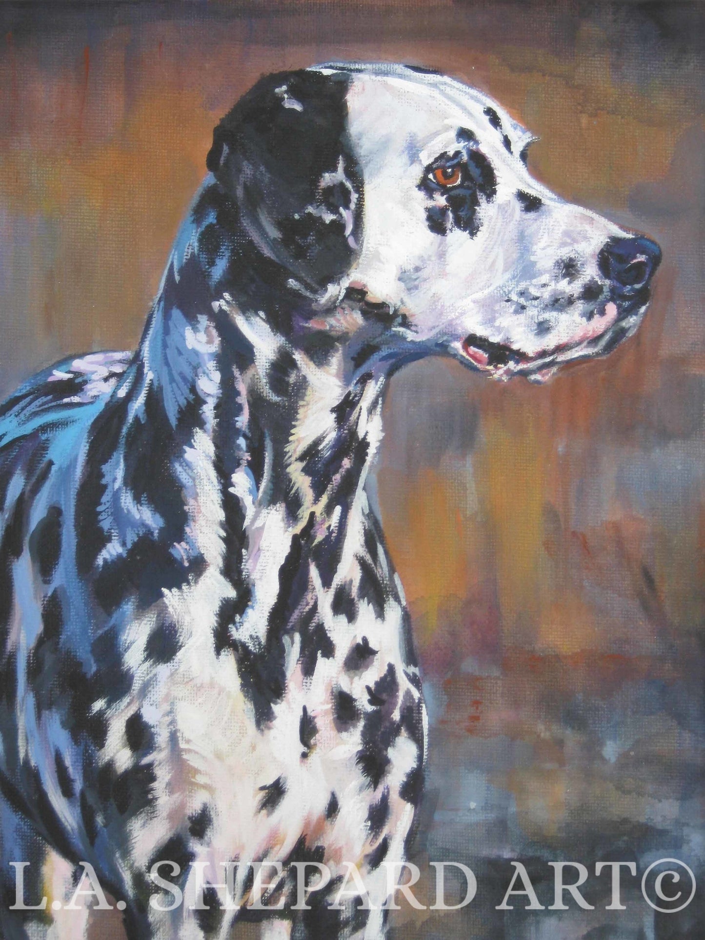 DALMATIAN dog art portrait canvas PRINT of LA Shepard painting 8x10