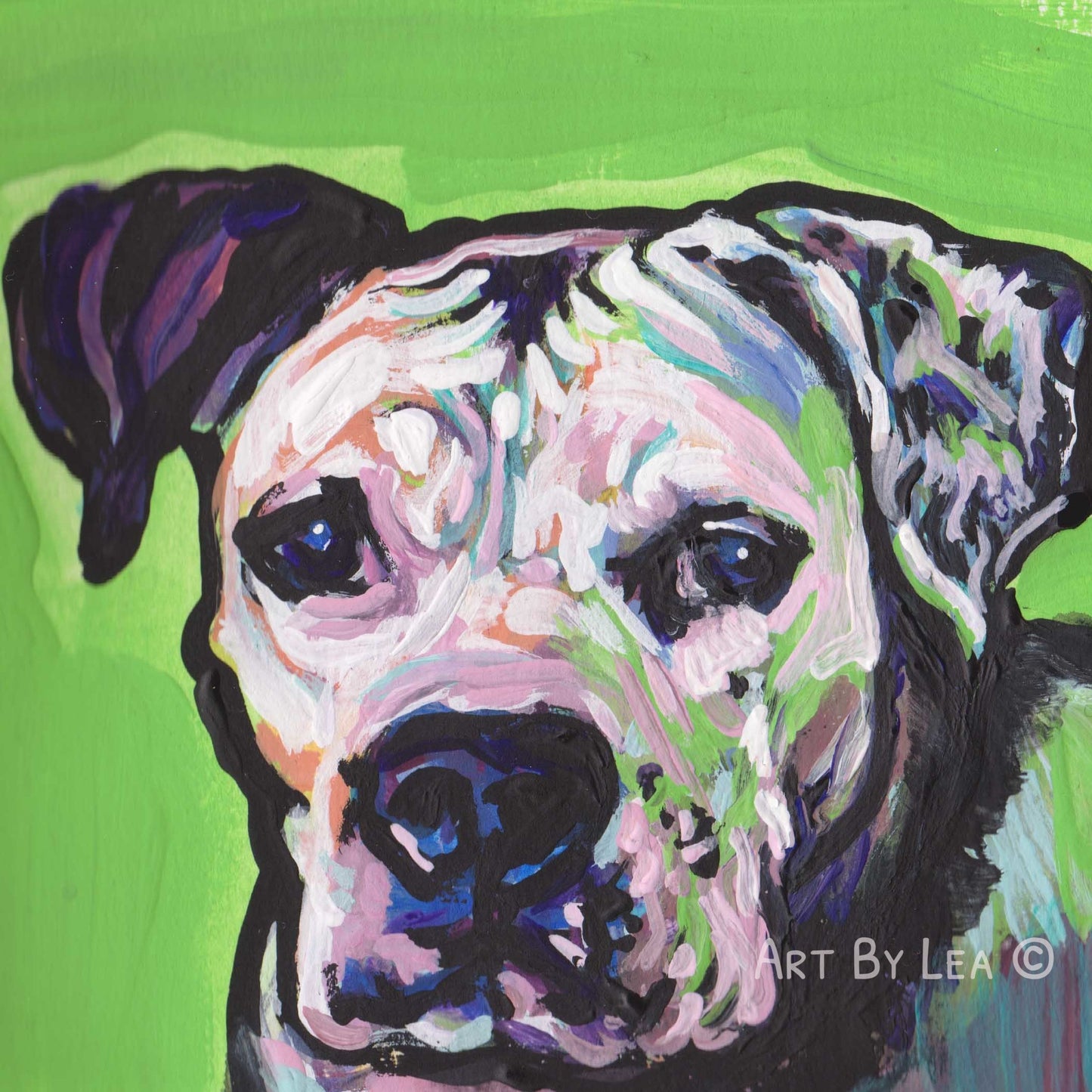BOXER Dog portrait bright colorful art print of pop art painting 8x8"
