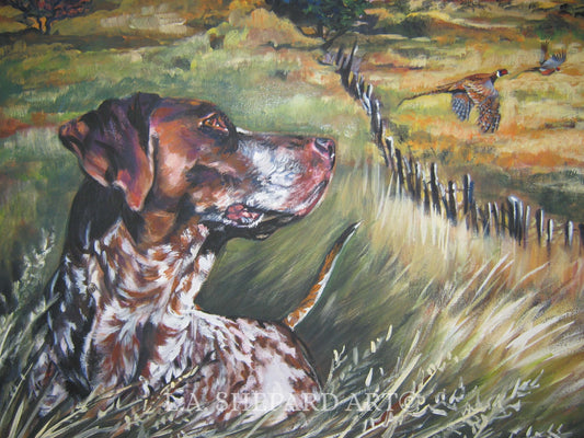 GSP German Shorthaired Pointer dog ART  PRINT of LAShepard painting 12x16"