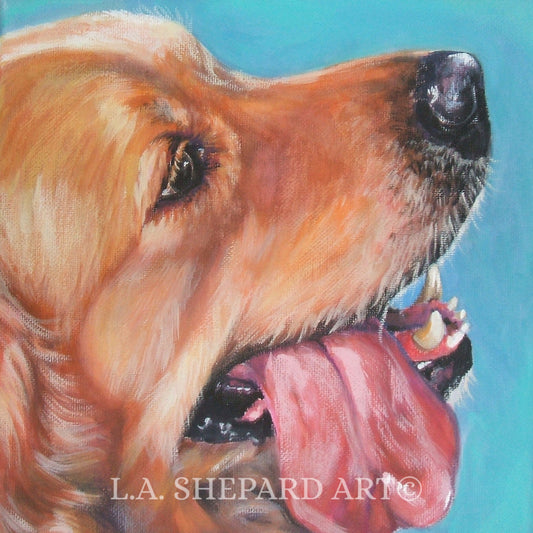 GOLDEN RETRIEVER portrait dog art PRINT of LAShepard painting 12x12