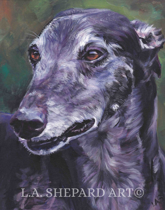 Greyhound dog art portrait  print of LA Shepard painting 11x14