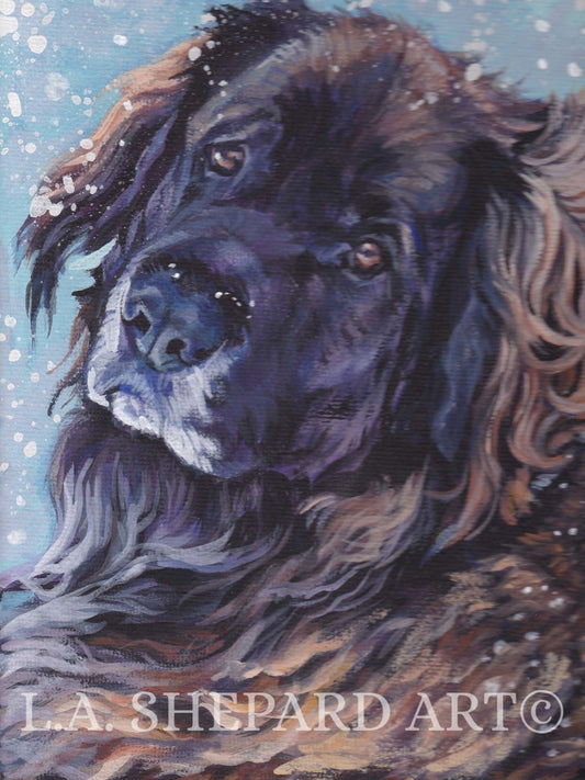 LEONBERGER dog portrait ART canvas PRINT of LAShepard painting 12x16"