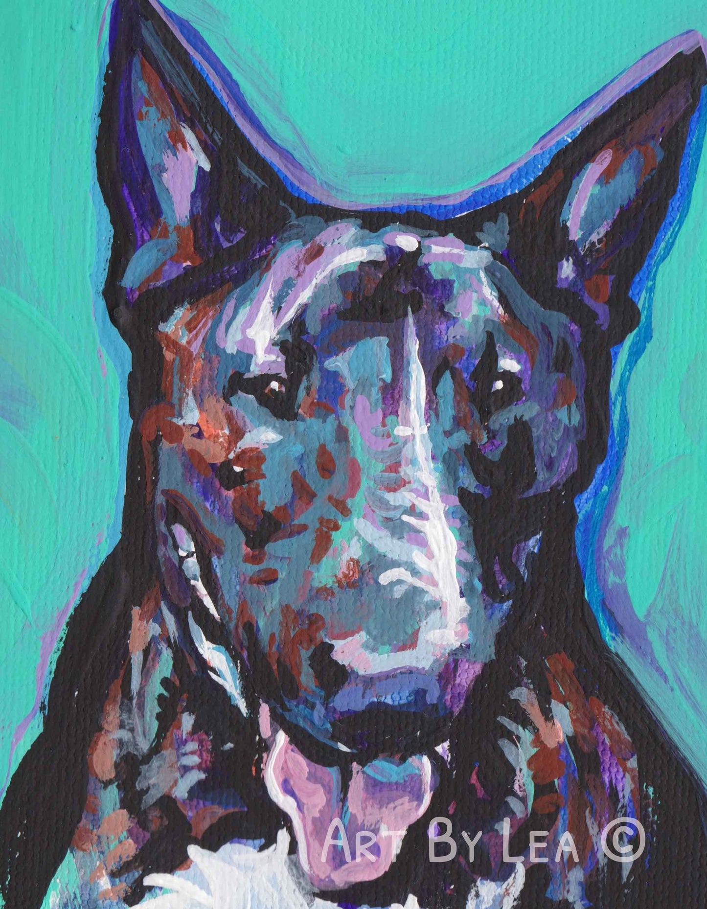 Bull Terrier giclee art print of pop art dog painting bright colors 8.5x11