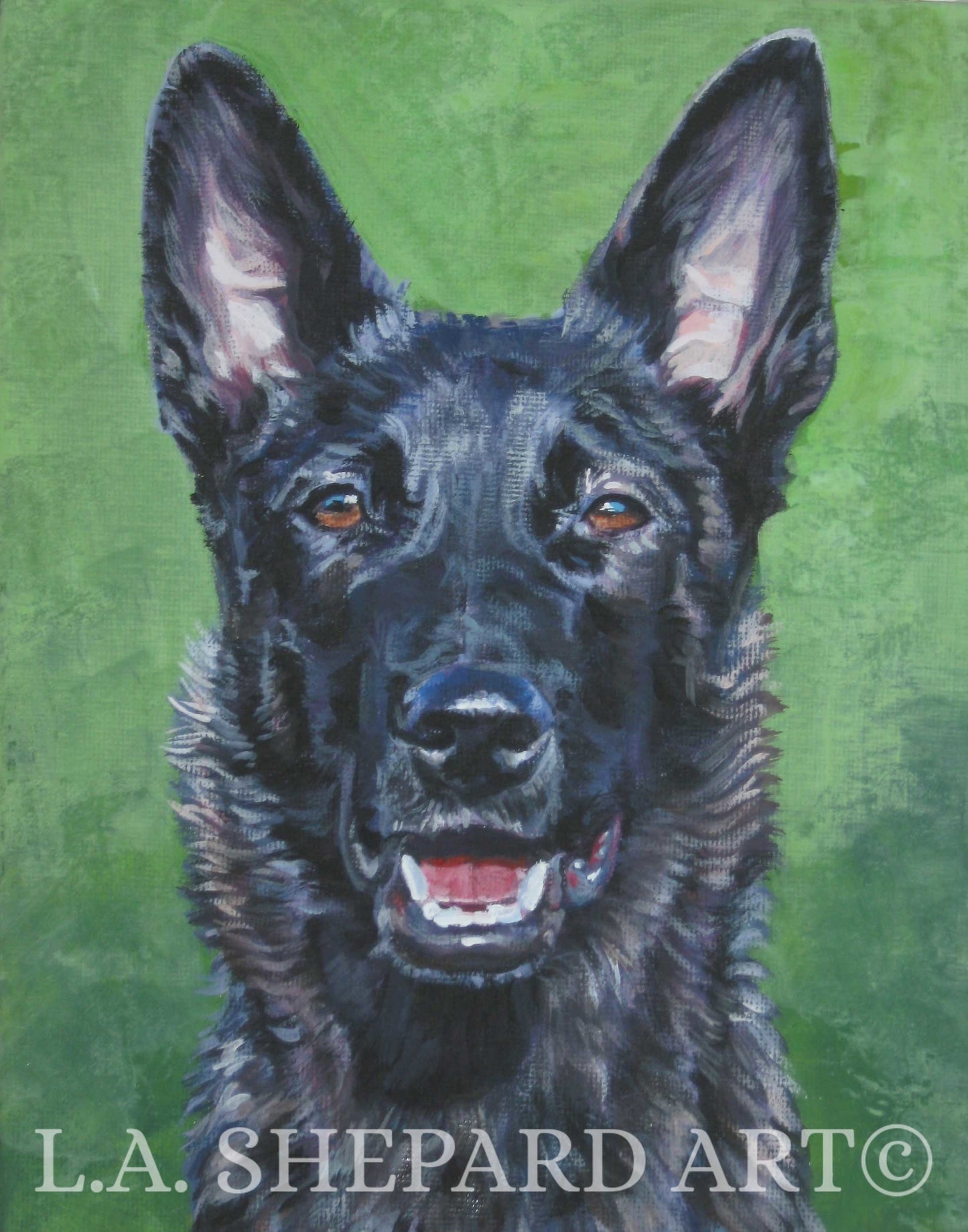 DUTCH SHEPHERD dog art canvas PRINT of LAShepard painting 8x10