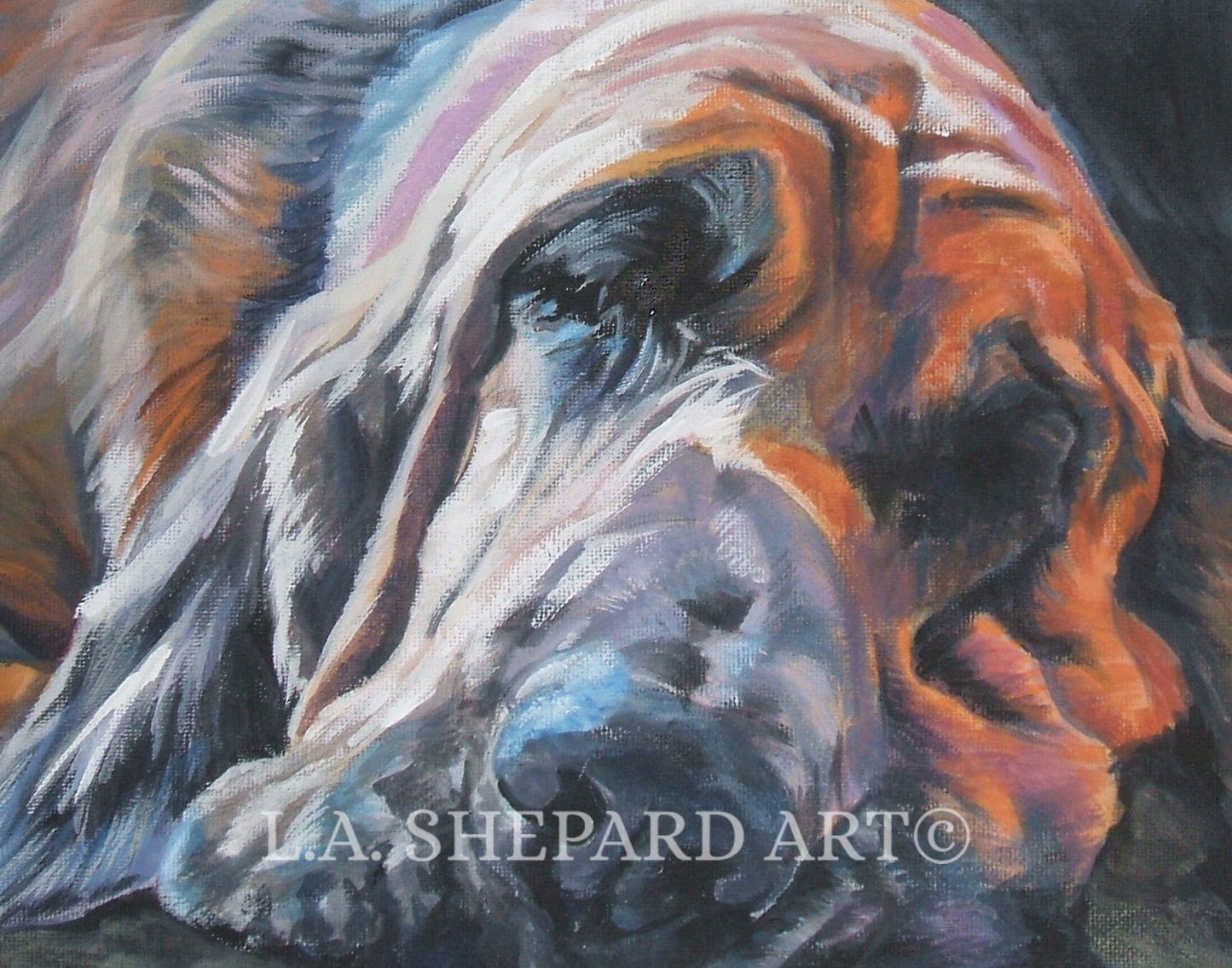 Bloodhound dog art portrait canvas print of LA Shepard painting 8x10