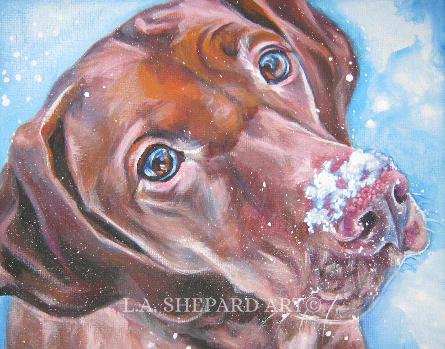 VIZSLA Dog art PORTRAIT canvas PRINT of LAShepard painting 11x14