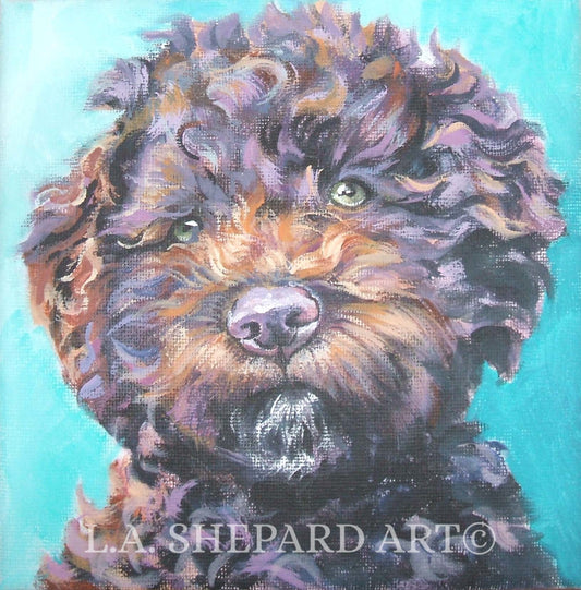 LAGOTTO ROMAGNOLO dog art PRINT of LAShepard painting 12x12