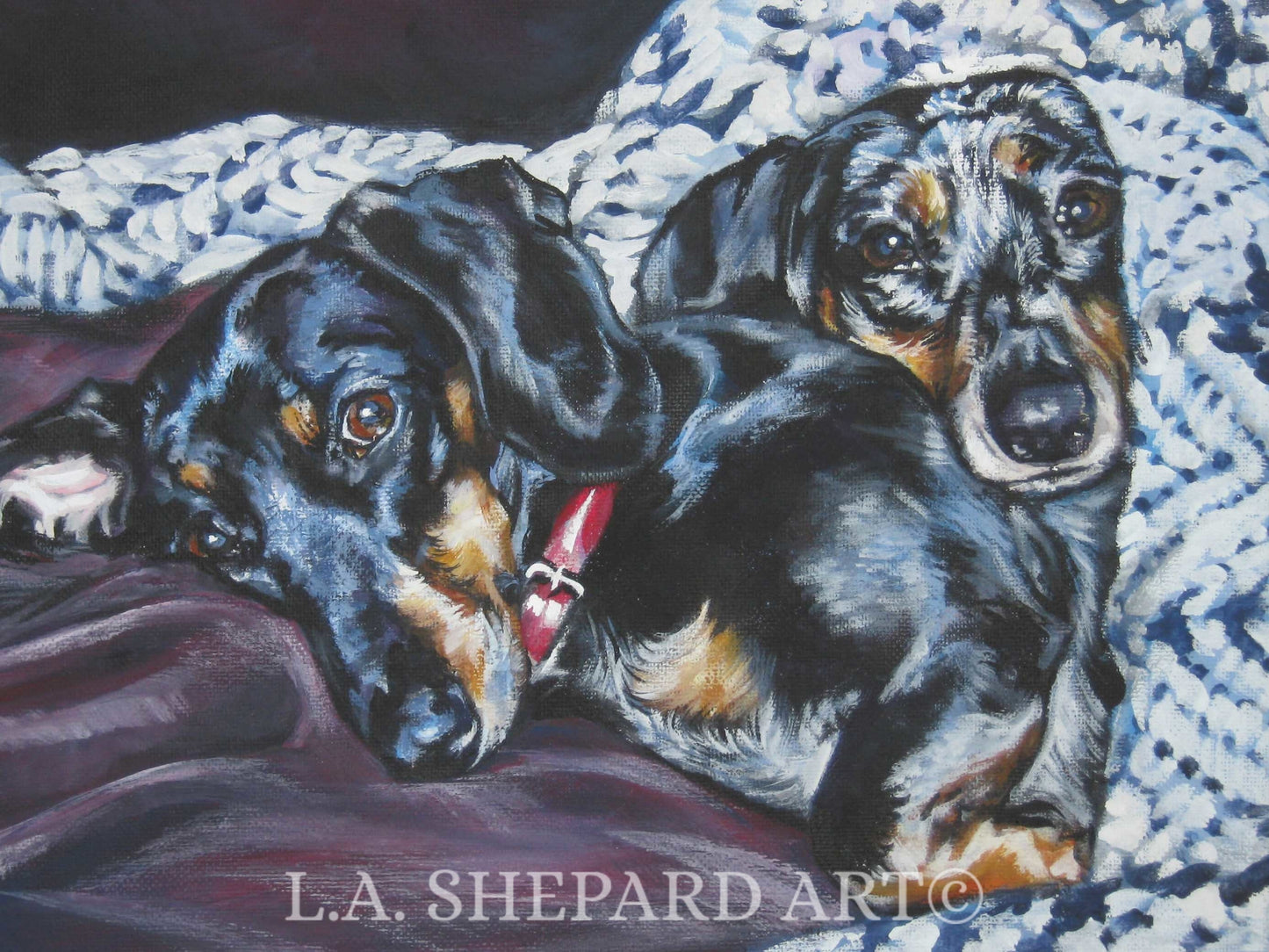 DACHSHUND dog art canvas PRINT of LA Shepard painting 8x10