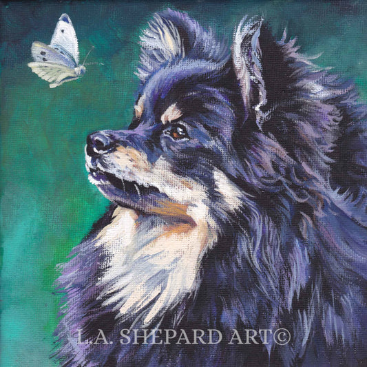 German SPITZ dog art portait PRINT of LA Shepard painting 8x8