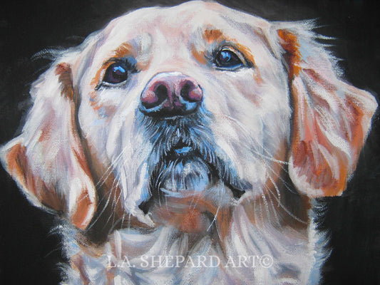 GOLDEN RETRIEVER dog art portrait canvas PRINT of LAShepard painting 12x16"