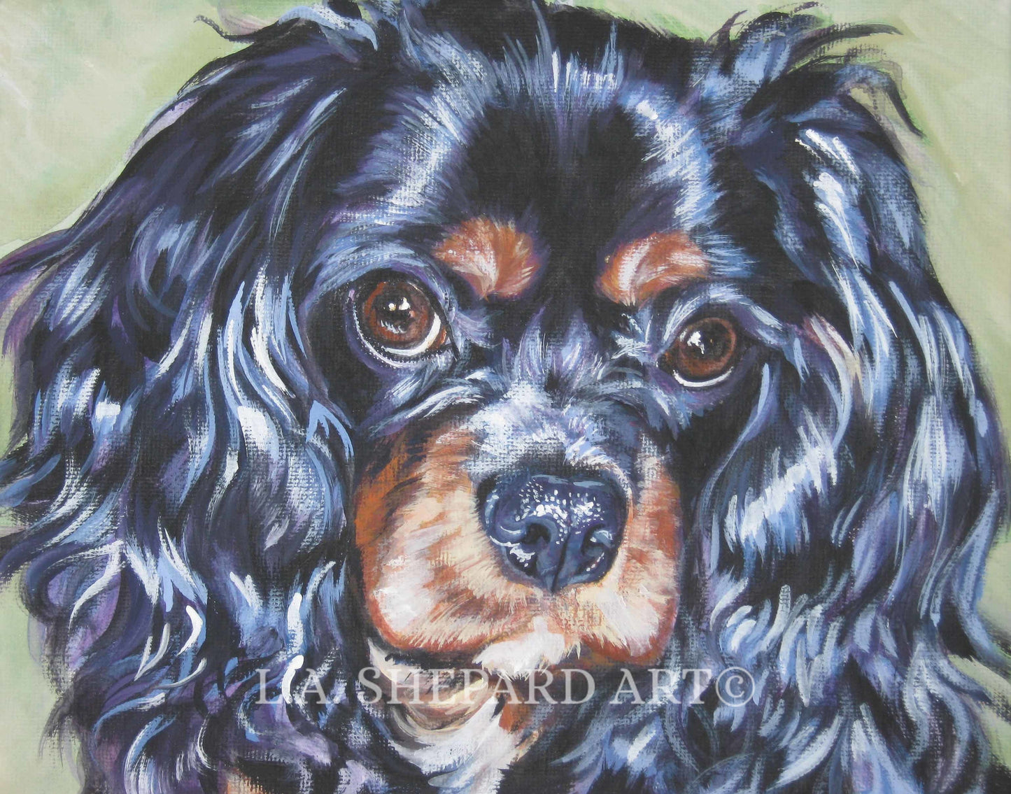CAVALIER king charles spaniel dog ART portrait canvas PRINT of LAShepard painting 8x10