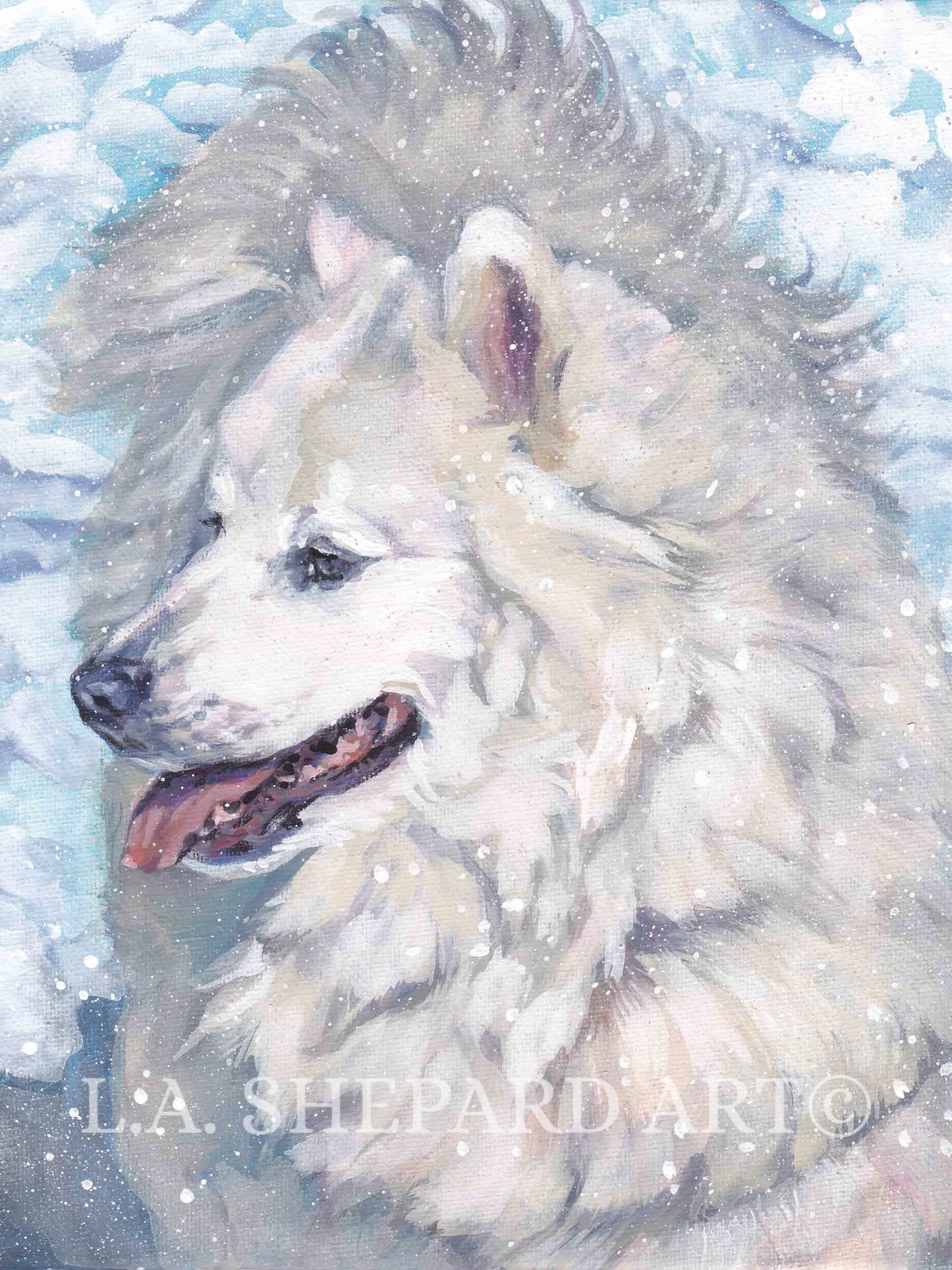 SAMOYED dog art portrait PRINT of LA Shepard painting 8x10