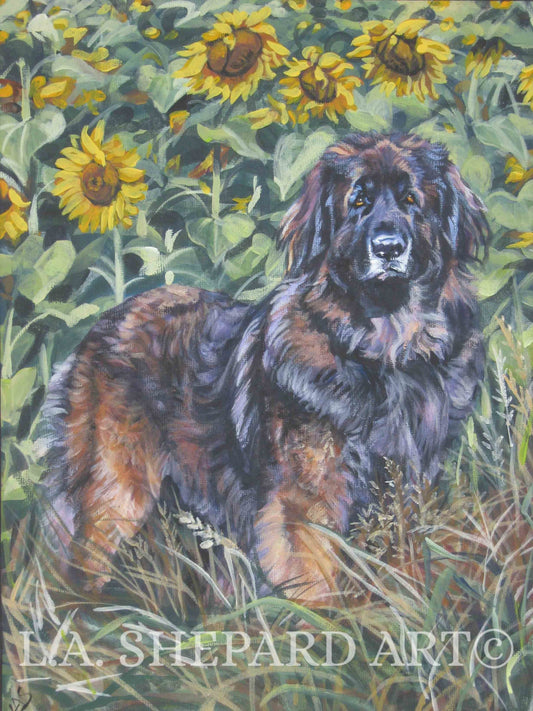 LEONBERGER dog PORTRAIT art canvas PRINT of LAShepard painting 12x16"