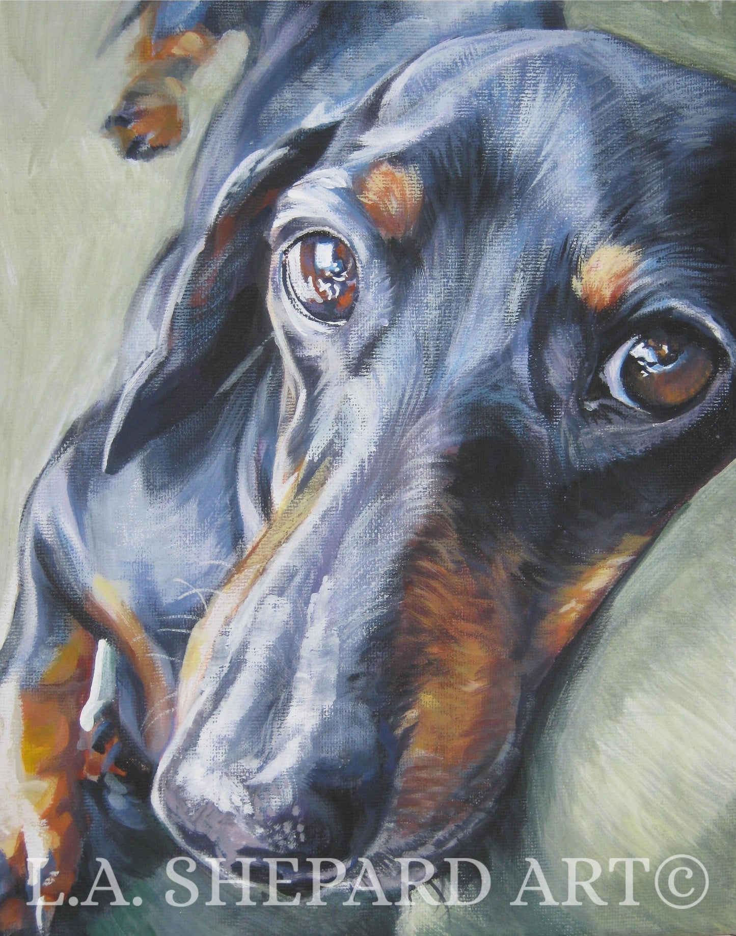 DACHSHUND dog art PORTRAIT canvas PRINT of LAShepard painting 8x10"