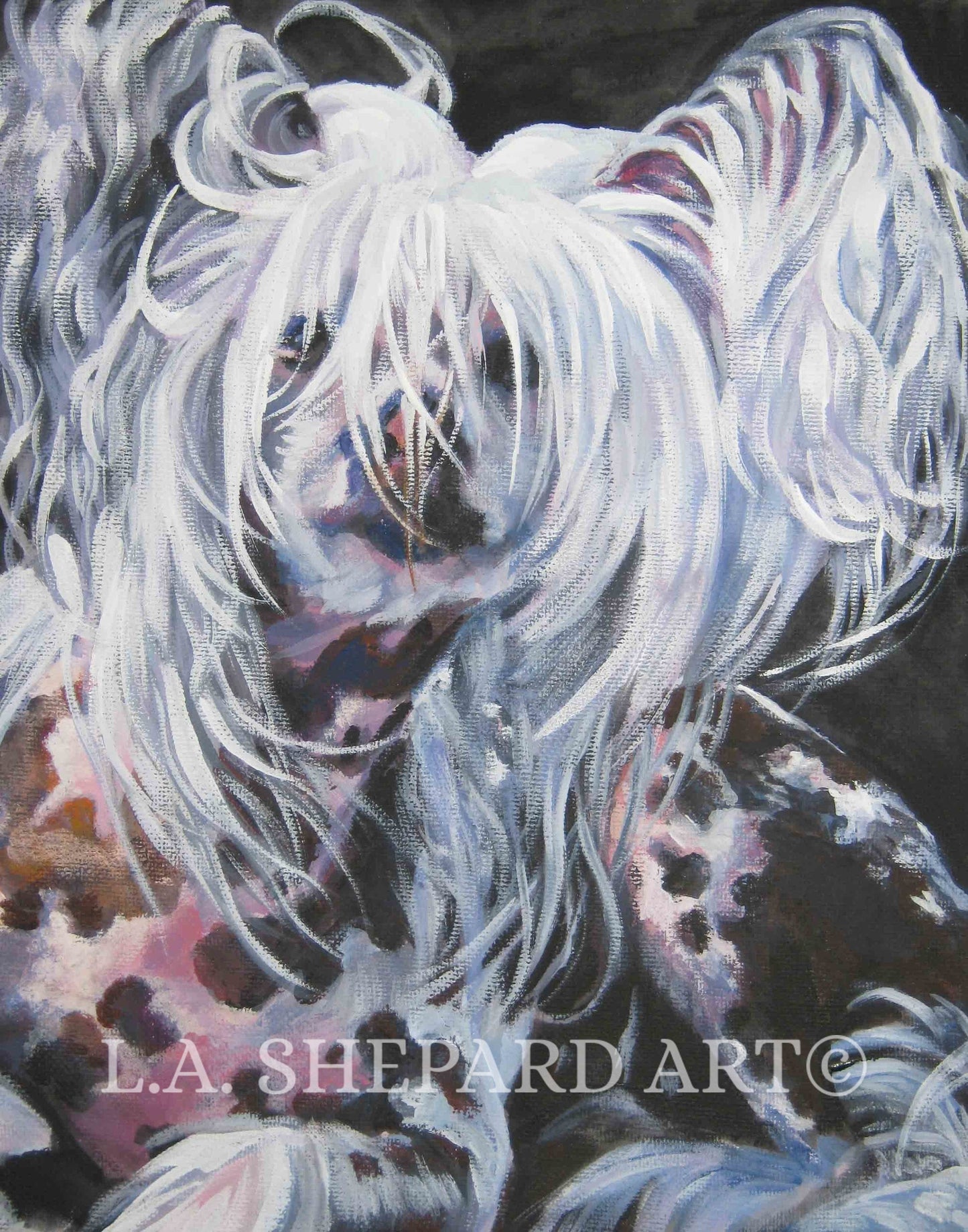 CHINESE CRESTED dog art portrait PRINT of LAShepard dog painting 11x14