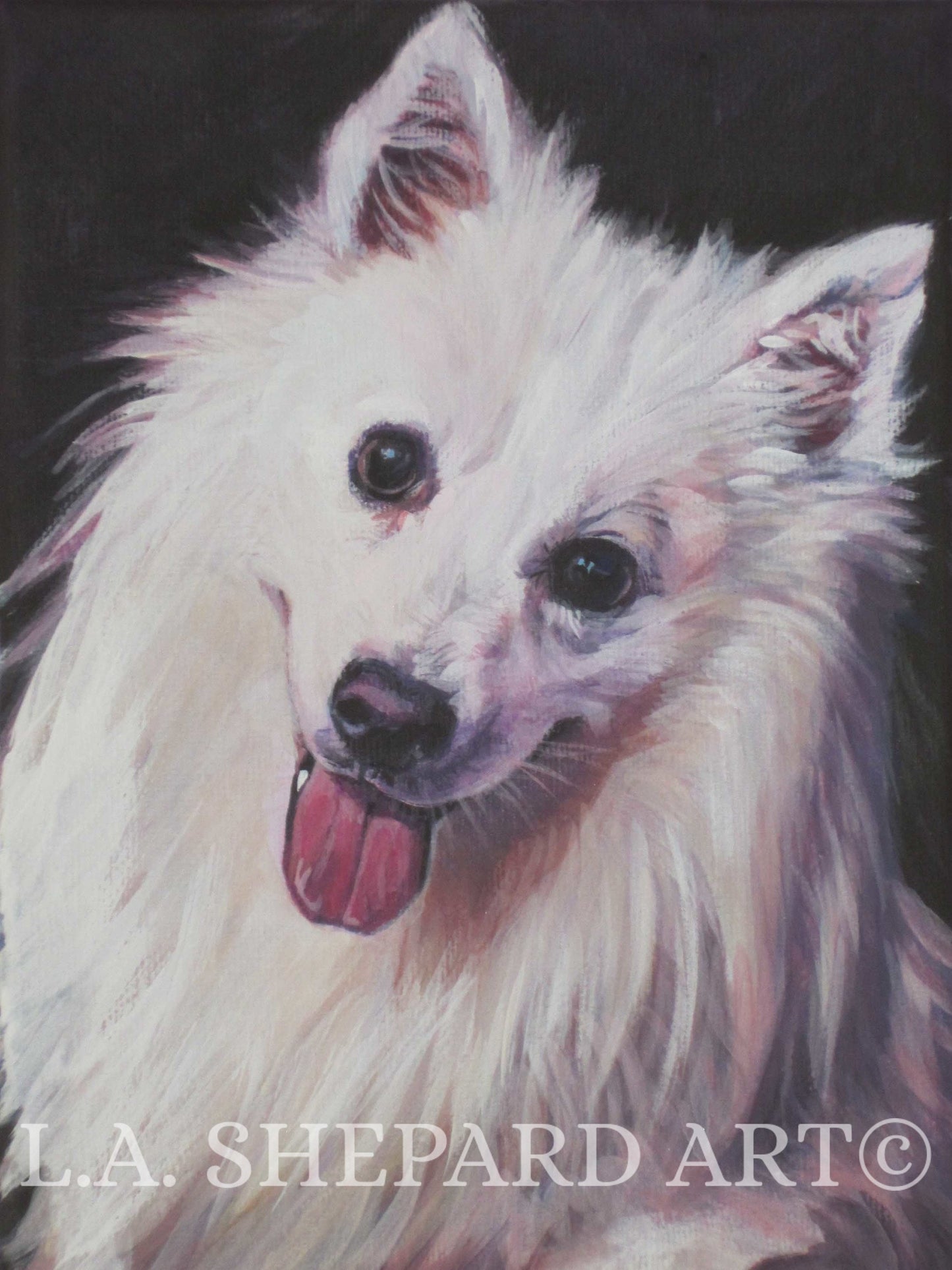 American Eskimo Dog portrait art print of LA Shepard painting 8x10